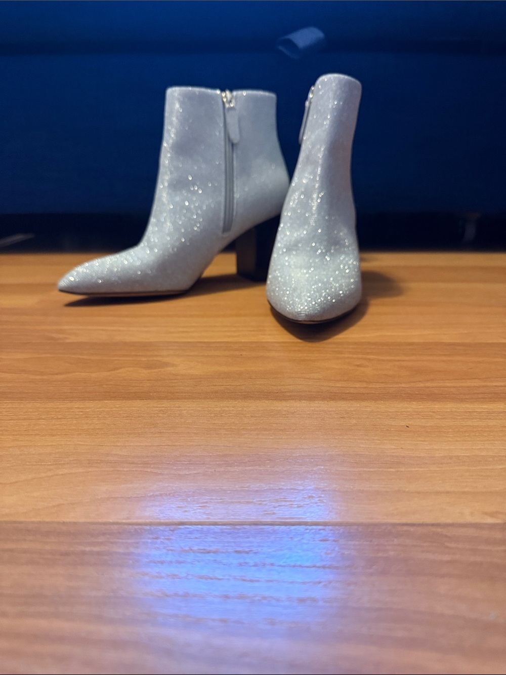 Kate Spade Sparkle Pointed Toe Ankle Boots - Silver